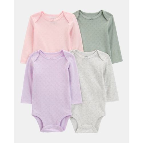 Baby 4-Piece Long-Sleeve Pointelle Bodysuits - Carter's | Carter's (NB)
