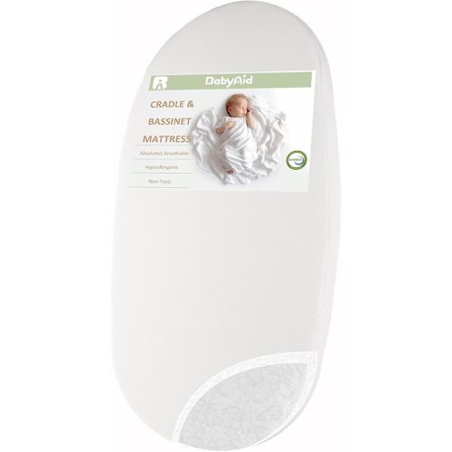 Breathable 3D Airflow Fiber Bedside Bassinet Mattress Oval 29" x 17"