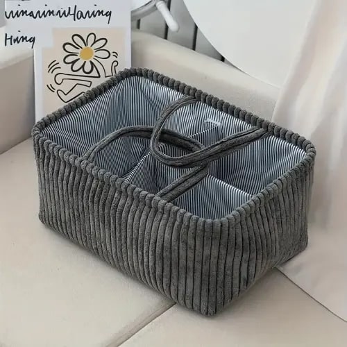 thickened corduroy diaper storage basket portable multi - Temu