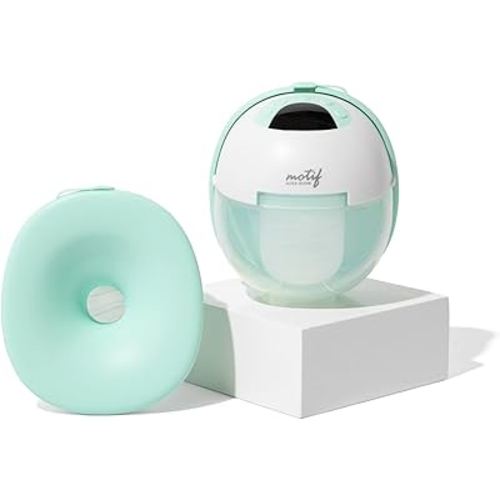Motif Medical Aura Glow Hands-Free Breast Pump for Breastfeeding - Portable Breast Pump w/Inbuilt Nightlight & 2 Bra Strap Adjusters - Lightweight, Wireless Hospital Grade Pump w/ 5 Flange Sizes