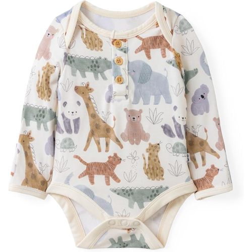 Little Sleepies Newborn Henley Bodysuit, Soft Viscose from Bamboo Long Sleeve Bodysuit for Baby Boys & Girls, Baby Clothes