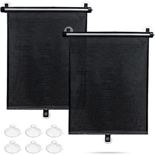 Sfee Car Window Shade for Side Windows, 2 Pack Sun Shade Retractable for Car Blocks Heat and UV Rays Glare Protection Roller Sunshade Visor for Baby, Kids, Pets, Passengers