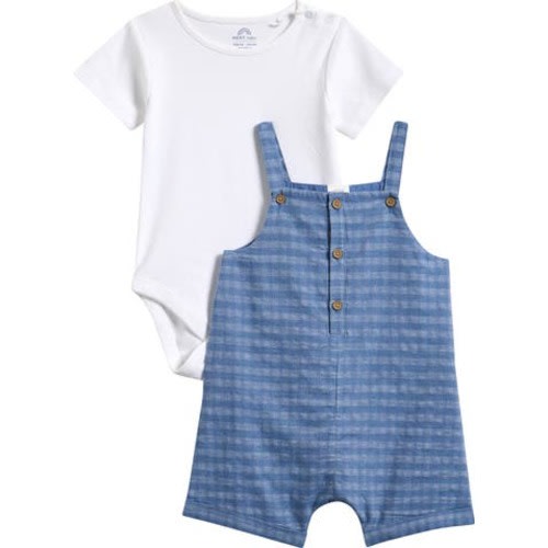 Gingham Denim Romper & Bodysuit Set