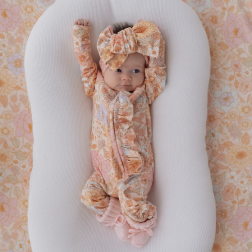 Frill Zip Romper | Pastel Bloom – Little and Fern