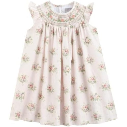 Lil cactus Baby Girl Dress, Mallard Duck Smocked Dress, Cotton Bishop Style