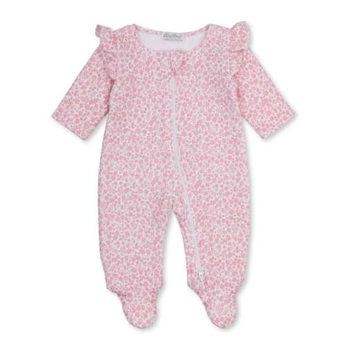 Fall Blooms Pink Jacquard Zip Footie