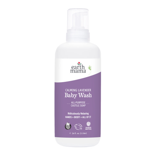 Earth Mama Organics Calming Lavender Baby Wash for Sensitive Skin, Infant & Child, 34 fl oz. (1L)