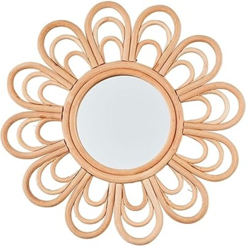 Mud Pie Flower Woven Mirror; 12" Dia