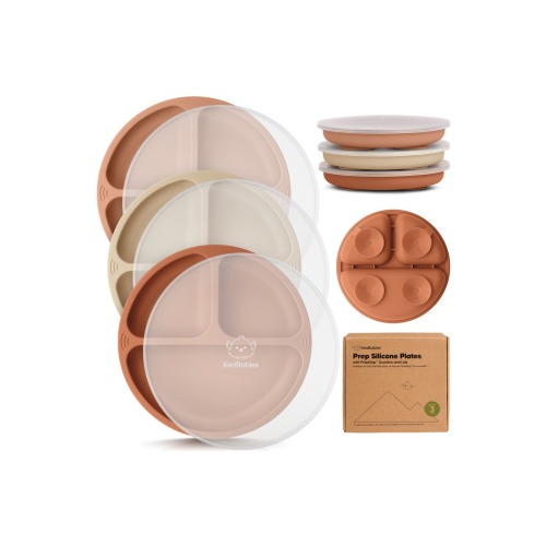 3-Pack Prep Silicone Suction Plates with Lids