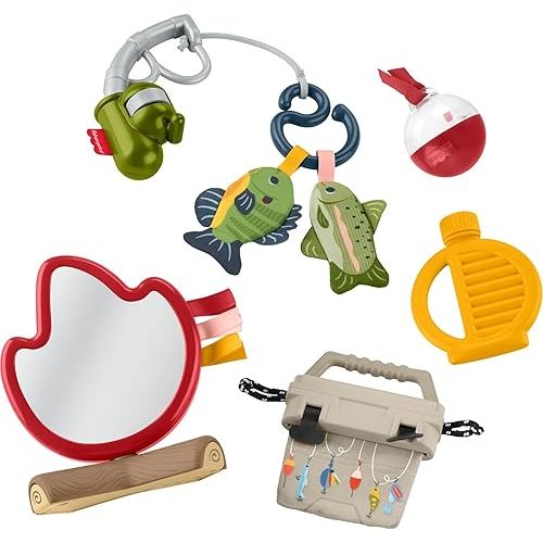 Fisher-Price Baby Toys Mini Me Moments Camp & Crinkle Set, 7-Piece Fishing & Hiking Sensory Activities for Newborn Play Ages 3+ Months