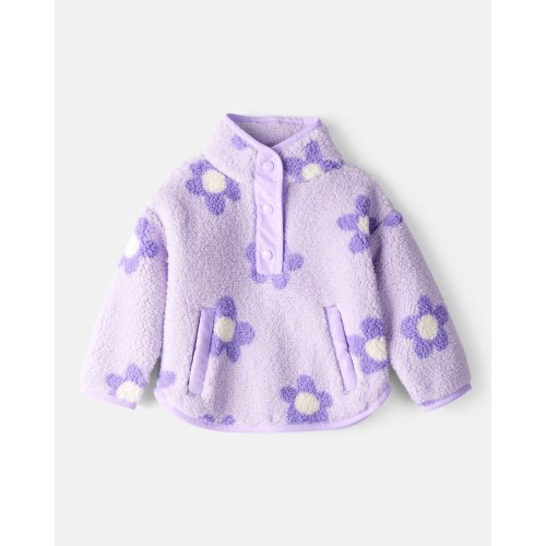 Baby Girl Floral Sherpa Quarter-Zip Pullover - Purple - Carter's | Carter's