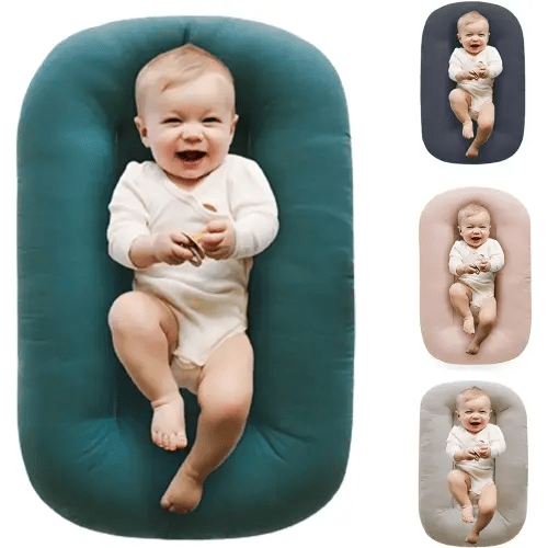 Baby Lounger for Newborn Pillow,Baby Nest Pillow Cosleeping for Baby in Bed,Newborn Lounger for Boys & Girls 0-12 Months_Peacock Green