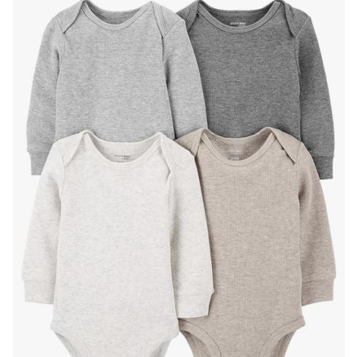 Simple Joys by Carter's Baby 4-pack Soft Thermal Long Sleeve Bodysuits