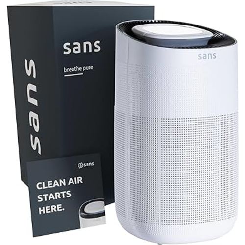 Sans HEPA 13 Air Purifier - White - 1560ft² Ultra-Quiet Home Air Purifier, Pre-Filter, Activated Carbon, UV-C Light, Protect from Odors, Smoke, Pollutants, Allergens, Dust, Dander, Harmful Chemicals