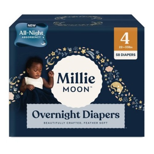 Millie Moon Disposable Overnight Diapers, Size: 4