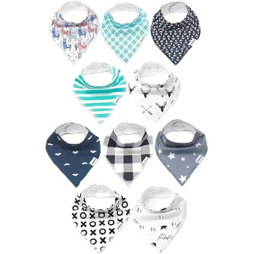 Drool Bibs for Babies – Organic, Unisex, Soft Absorbent Teething Bibs with Adjustable Snaps