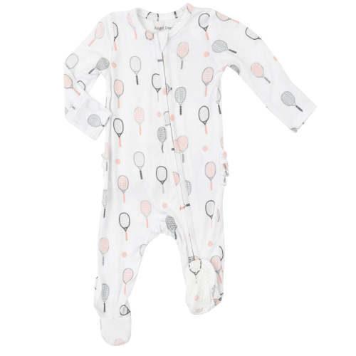 2 Way Zipper Ruffle Back Footie - Tennis Pink