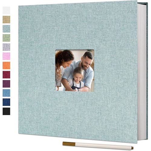 Vienrose Large Photo Album Self Adhesive for 4x6 8x10 Pictures Linen Scrapbook Album DIY 40 Blank Pages with A Metallic Pen