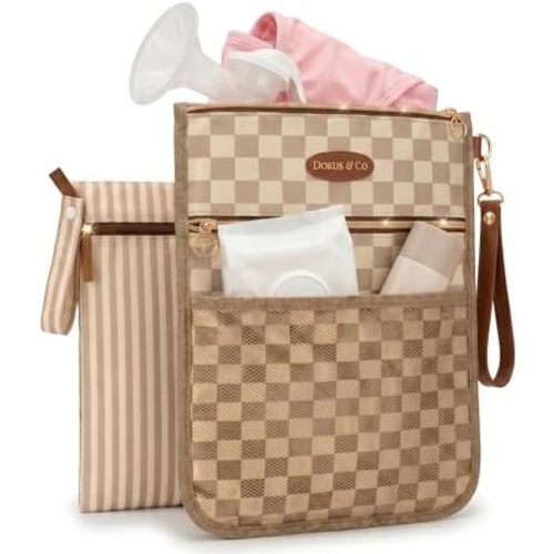 DOKUS & CO Premium Wet Dry Diaper Clutch – Structured Waterproof Baby Organizer with Wrist Strap + Matching Washable Wet Bag