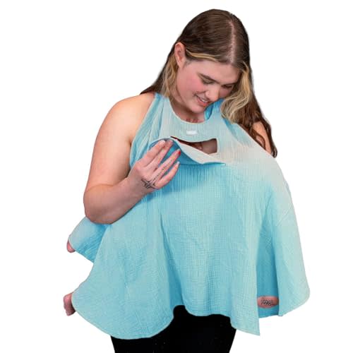 Muslin Nursing Cover for Baby Breastfeeding –Peekaboo Window -100% Breathable Cotton Privacy Nursing Shawl