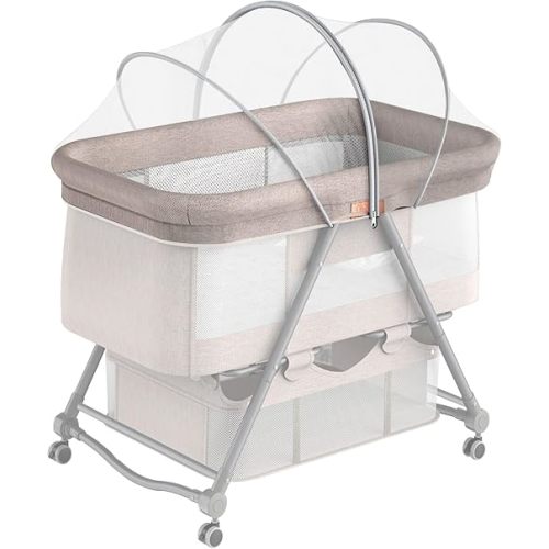 DUOMI Bassinet Cover for Cats with Two-Way Zipper,Portable Bassinet Mosquito Net Cover,Mosquito Net to Keep Pets Out(White)