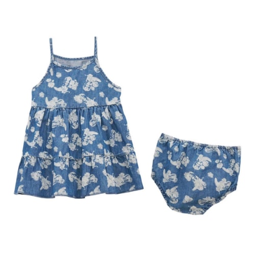 Wrangler Infant Girls' Floral Boot Sleeveless Denim Dress - 2 Piece 0-3 Months