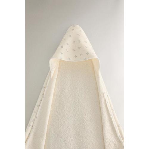 HOODED BABY BATH TOWEL WITH MINI FLOWERS