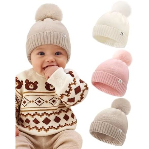 FURTALK Baby Winter Hat Toddler Beanie Infant Newborn Warm Pom Pom Cap