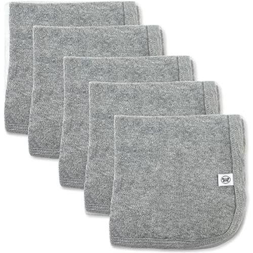 HonestBaby Unisex Baby Organic Cotton Washcloth Multi-Pack Winter Accessory Set, 5-Pack Heather Gray, One Size
