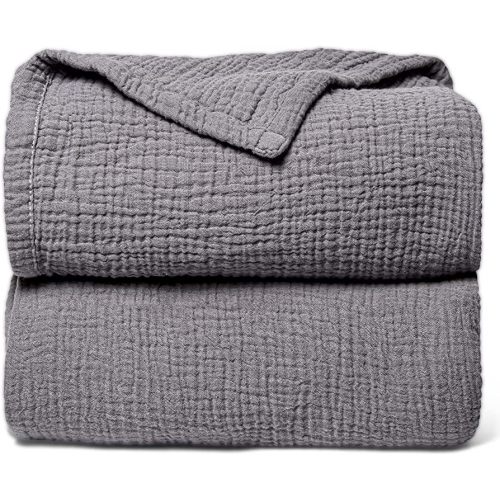 Lulu moon Muslin Quilt Blanket, Crib Blanket for Baby and Toddler,47x47 Inches(Gray)