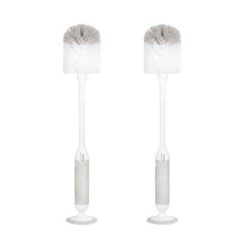 Ubbi Deluxe Baby Bottle Brush Set, Bottle Brush and Nipple Brush with Suction Cup, Baby Cleaning Essentials, Set of 2, Gray