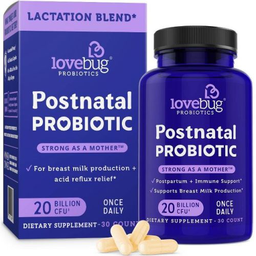 Lovebug Probiotics Postnatal Probiotic For Breast Milk Production And Acid Reflux Relief - 30ct