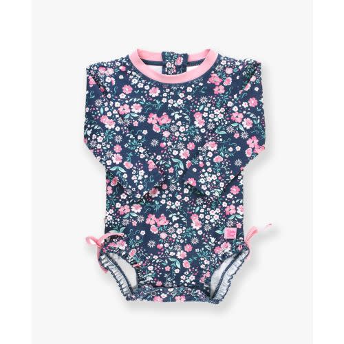 Floral Long Sleeve One Piece Rash Guard