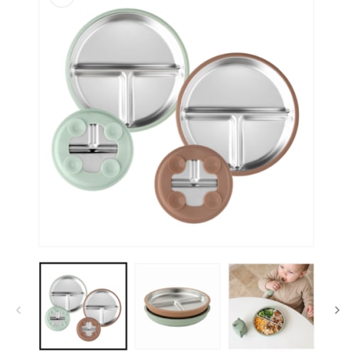 Stainless Steel Plate Set of 2 (Mocha Mousse & Sage Green)
