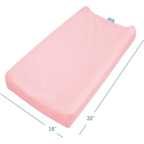 Changing Pad Cover Waterproof, 2 Pack Diaper Change Table Sheets for Baby Boys Girls, Fitted Cradle Sheets for 32"x16" Contoured Pad, Breathable & Ultra Soft, Pink