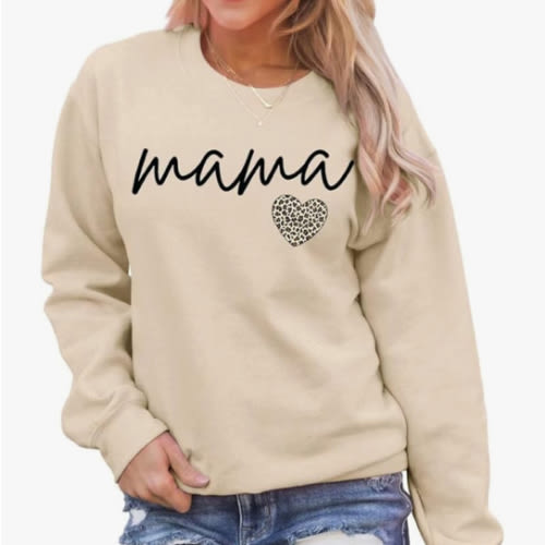 LEEDYA Women Long Sleeve Mama Sweatshirts Round Neck Pullover Loose Lightweight Blouse Tops
