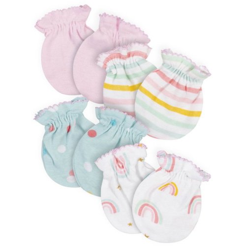 Gerber Baby Girls No Scratch Mittens, 4-Pack