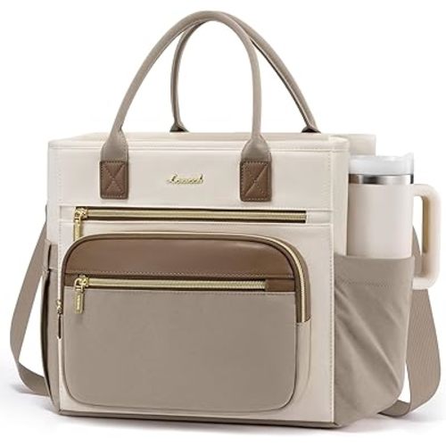 LOVEVOOK Insulated Lunch Bag Women,Wide Opening Adult Lunch Box Women,Leakproof Cooler Bag for Work Picnic Beach Family College,Lunch Teacher Tote Bag with Adjustable Shoulder Strap and Cup Holder