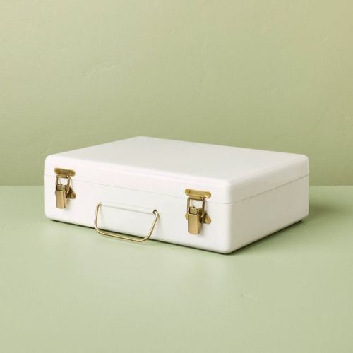 9" Large Metal Box with Brass Hardware Sour Cream - Hearth & Hand™ with Magnolia