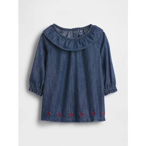 Baby Denim Ruffle Collar Dress
