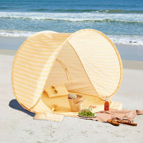 Tiny Land One-Stop Beach Toy & Tent Set - Pastel Yellow Stripes | Wayfair