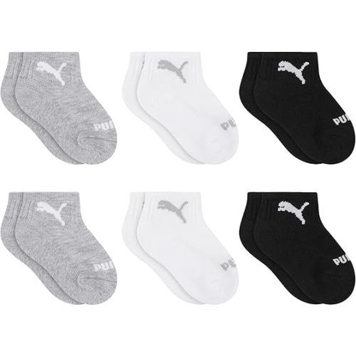 PUMA Unisex Baby 6-pack Infant Anklet Socks, Extra Cushion & Comfort-toe