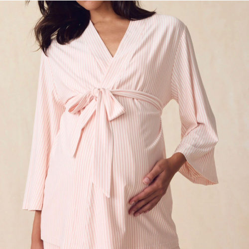 LAKE | Women | DreamModal® Pajamas | Parisian English Rose Pencil Stripe Maternity Kimono Bundle Large