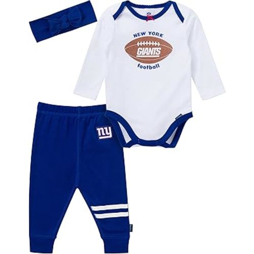 Gerber NFL baby-girls 3-piece Onesie Bodysuit, Pants & Headband Set