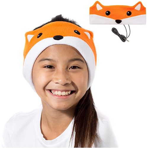 CozyPhones Fox Kids Headphones Volume Limited with Thin Speakers & Super Soft Fleece Headband - Perfect Toddlers & Children's Earphones for Home, School & Travel