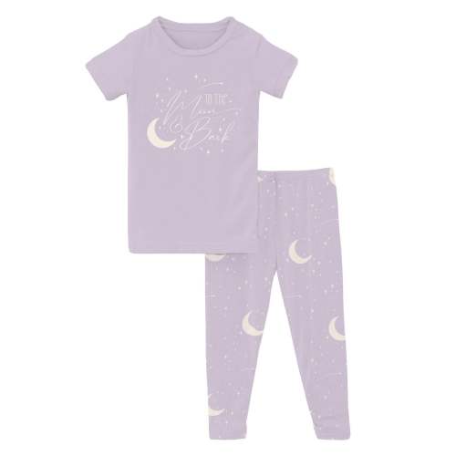 Short Sleeve Graphic Tee Pajama Set in Thistle Starry Sky & Moon