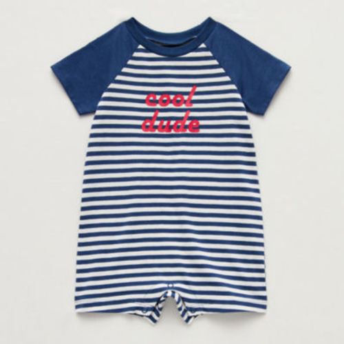Okie Dokie Baby Boys Short Sleeve Striped Romper