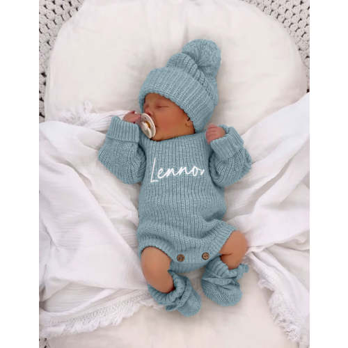 Chunky knit custom name romper