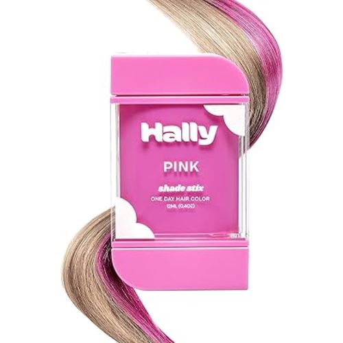 Hally Hair Temporary Hair Color, Shade Stix (Pink) - Hair Makeup Accessories for Kids, Teens & Adults - 12 ml Washable Hair Chalk & Dye for Festivals, Sporting Events & Parties