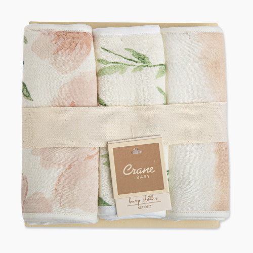 Crane Baby Cotton Muslin and Terry Burp Cloth Set (3 Pack) - Parker
